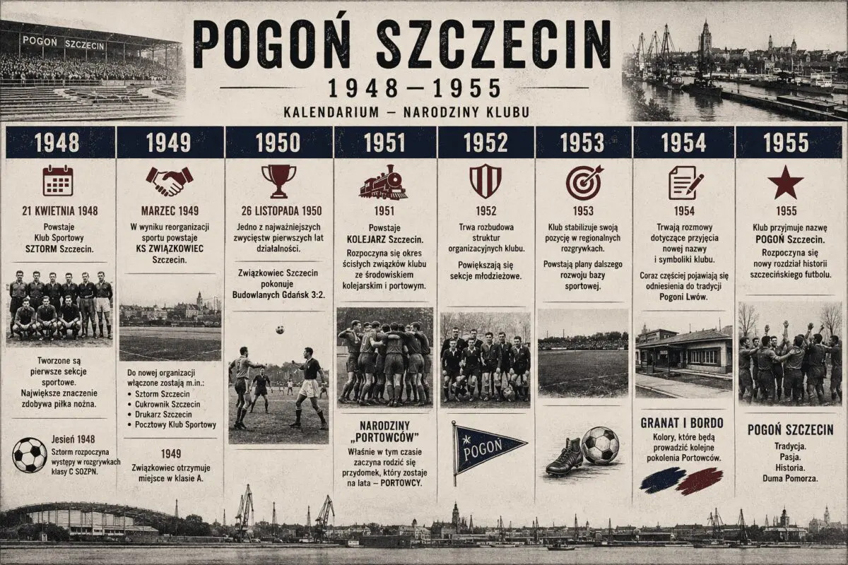 kalendarium Pogoni Szczecin 1948-1955